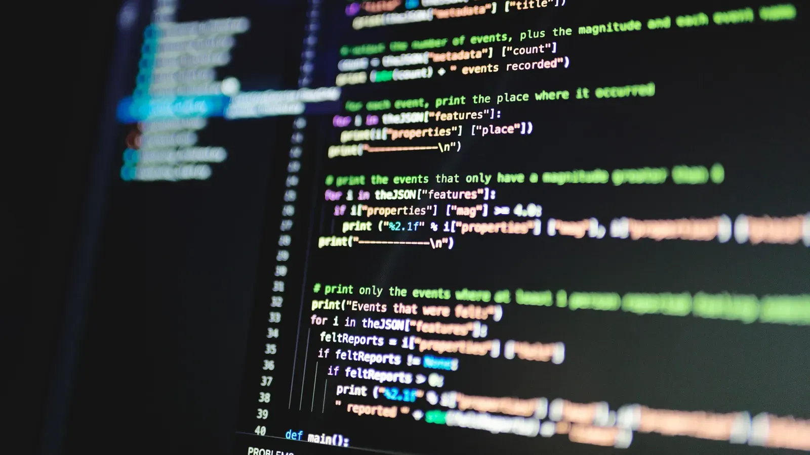 Source code in an editor on a computer screen